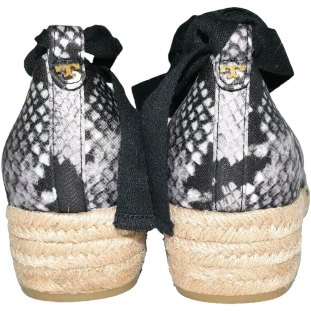 Tory Burch Heather Ankle Wrap Satin Espadrille Wedge sandals Size 8 NEW